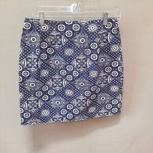NEW Talbots‎ Women's Blue & White Floral Print Skirt Size 4